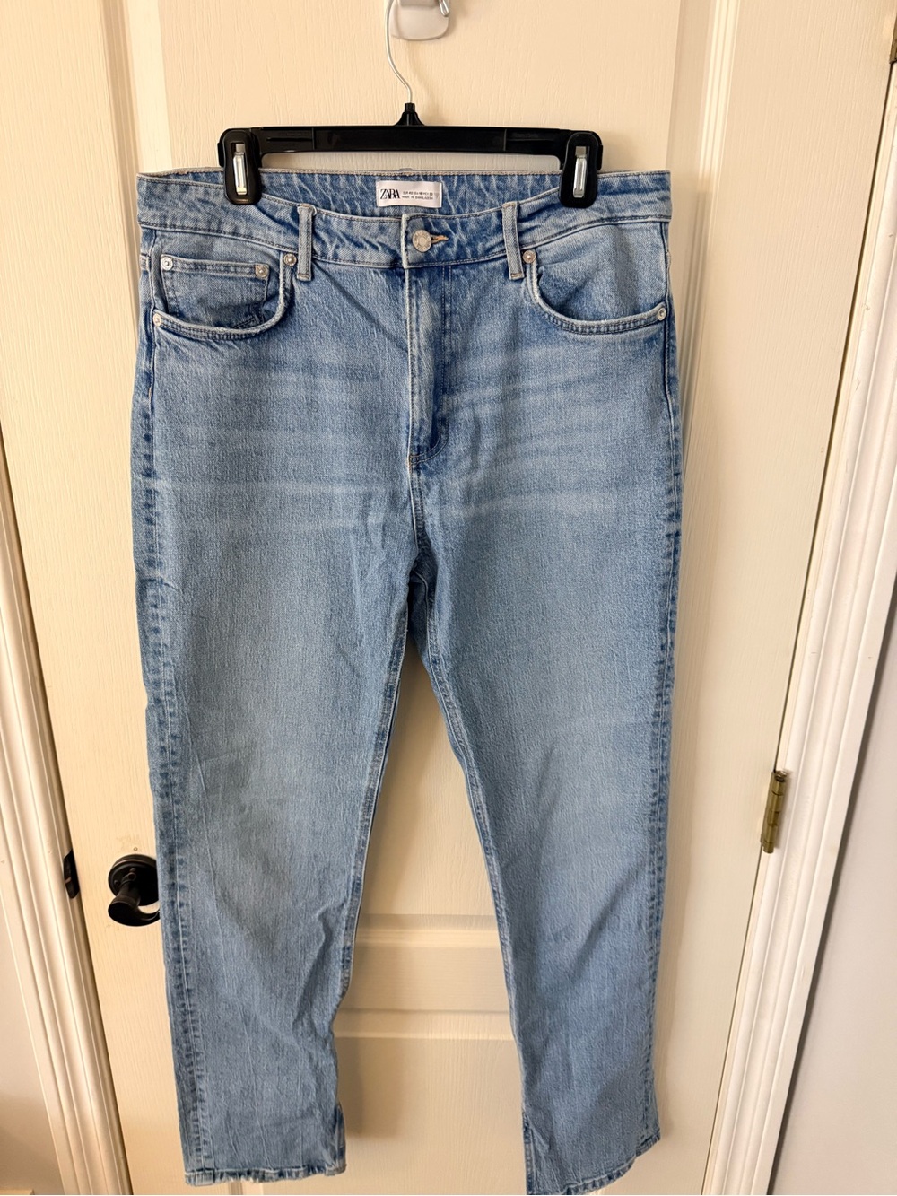 ZARA Light Wash High-Rise Straight Jeans